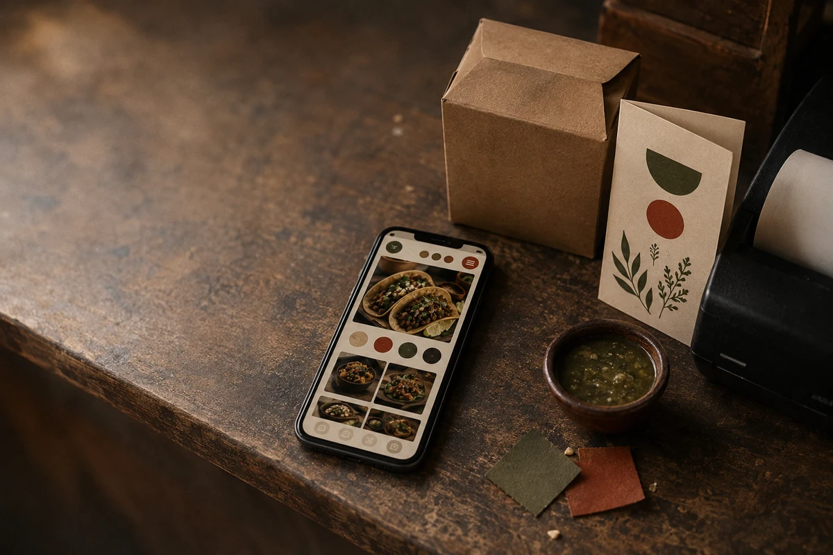 Phone, packaging, and brand materials prepared to drive direct orders.