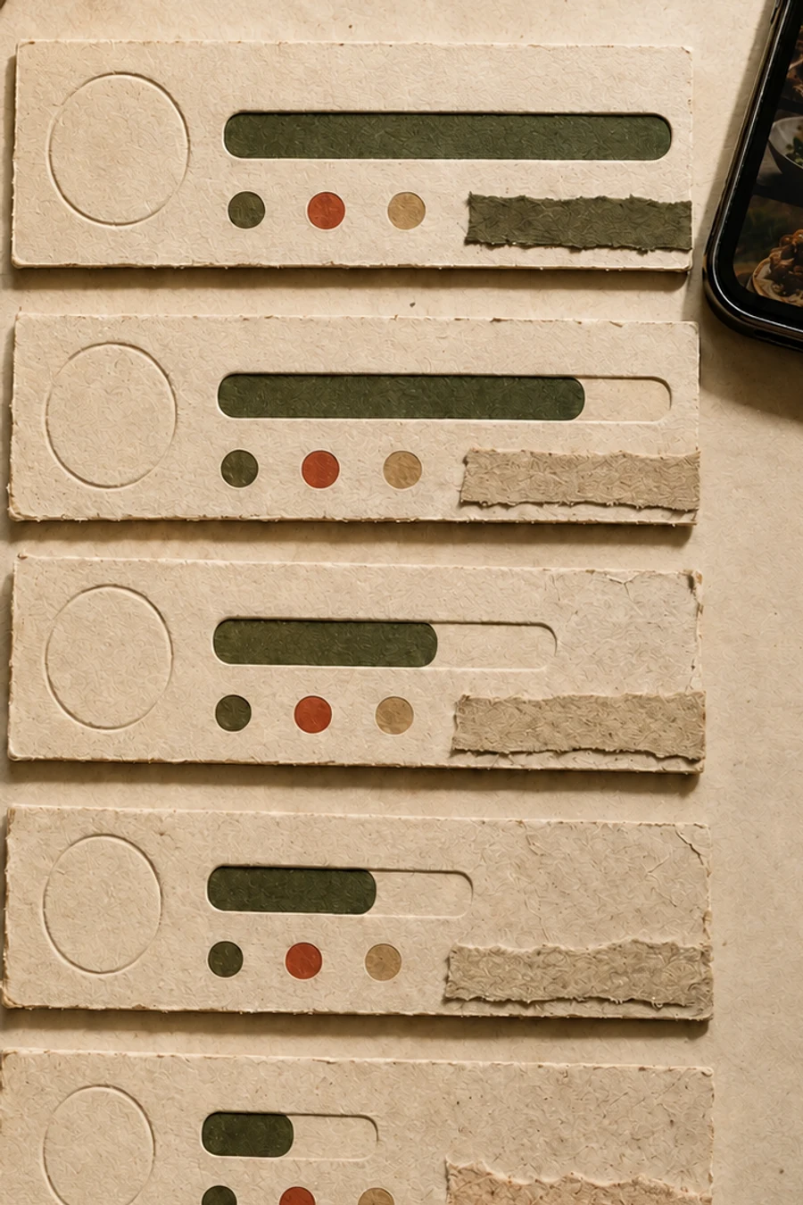 Physical cards visually comparing the performance of different restaurant websites.